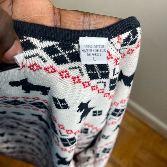 Marisa Christina Scottie Scottish dog pattern holiday Knit Cardigan Sweater - Picture 7 of 7